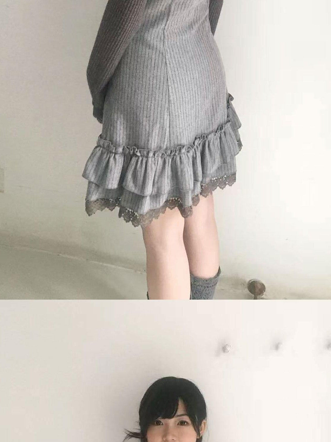 SicAstra Lace Ruffle Wool Blend Women&