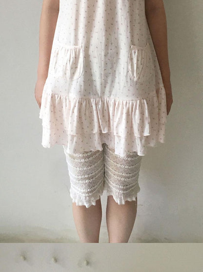SicAstra Light Pink Ditsy Floral Ruffle Trim Puff Sleeve Women&