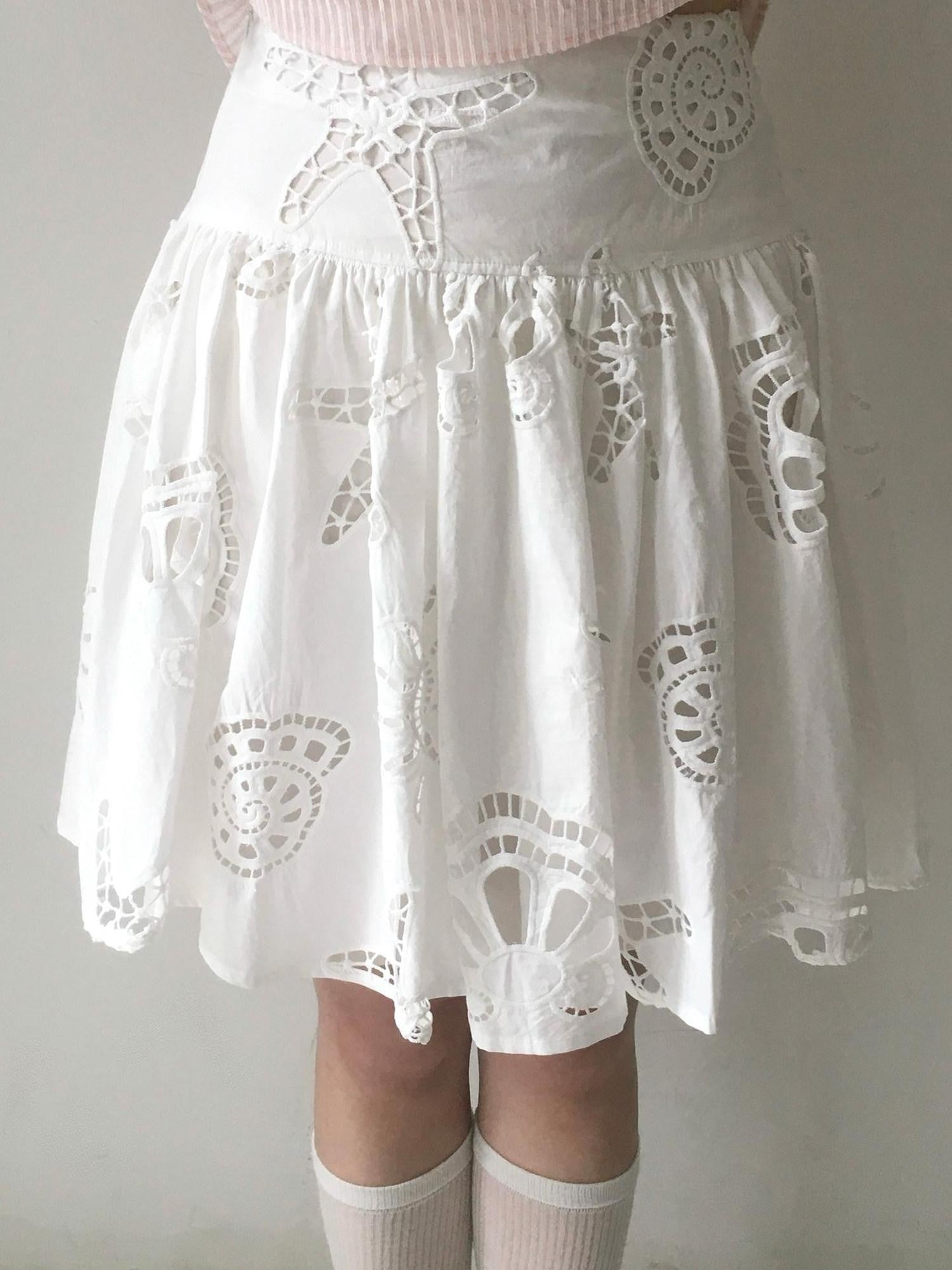 SicAstra Ocean Motif Openwork Jacquard Pleated Flared Women&