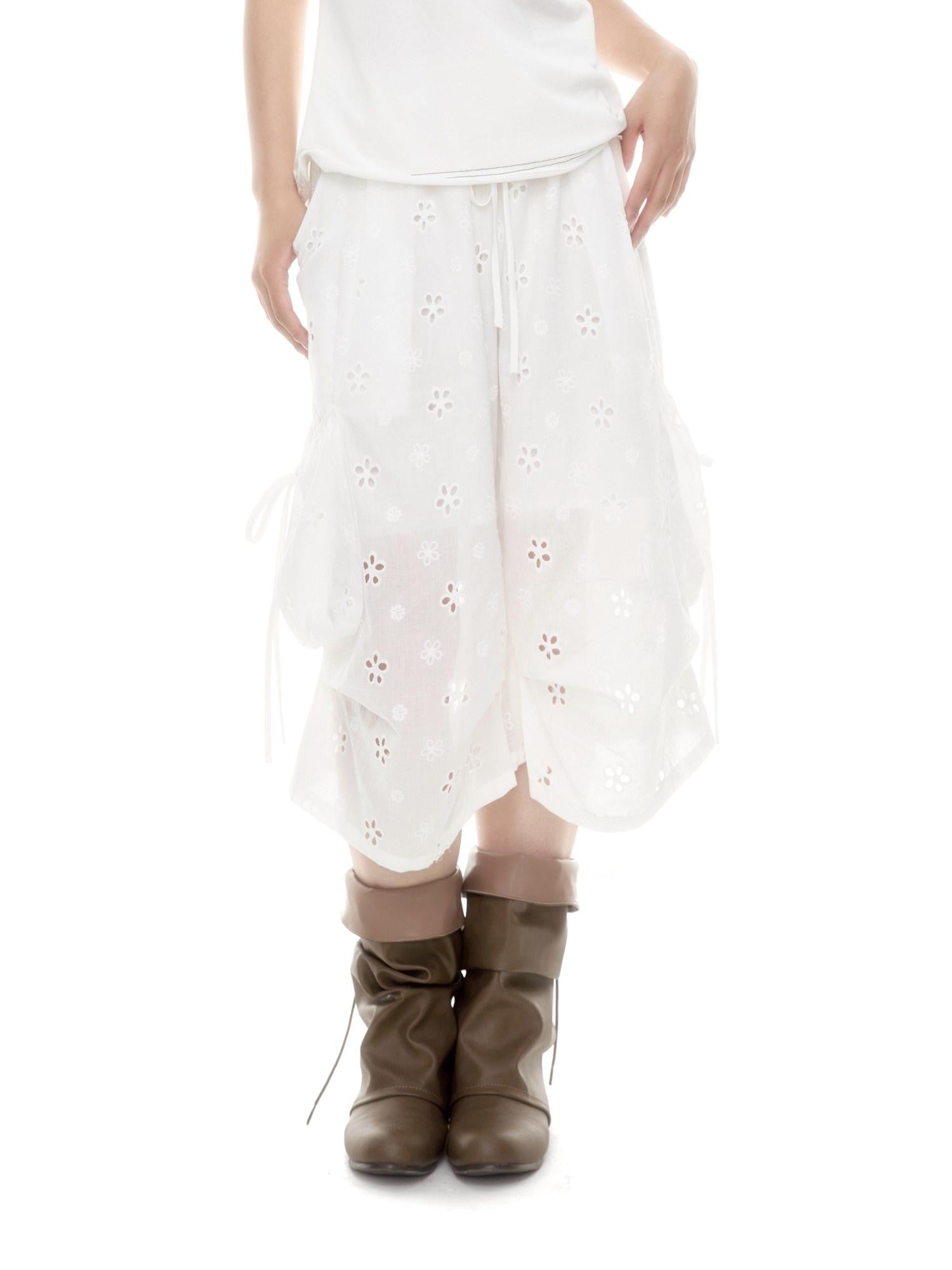 SicAstra Openwork Embroidered Pleated Drawstring Loose Women&