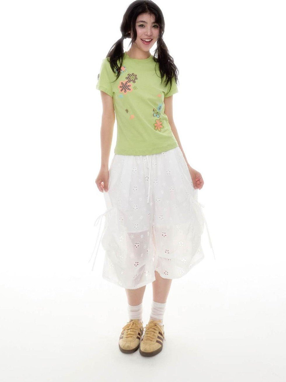 SicAstra Openwork Embroidered Pleated Drawstring Loose Women&