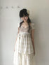 SicAstra Patchwork Lace Trim V-neck Tie Waist Longline Women&
