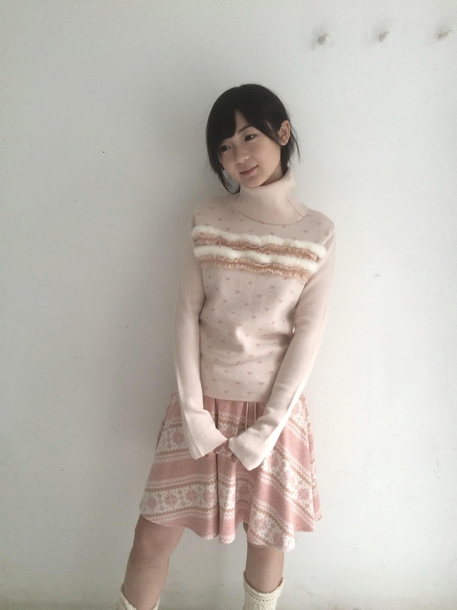 SicAstra Pink Vintage Heart Jacquard High Neck Women&