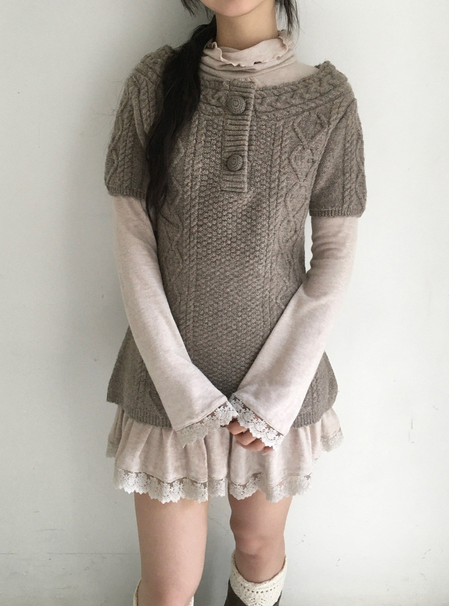 SicAstra_Two_Tone_Cable_Knit_Buttoned_Layered_Crewneck_Women&