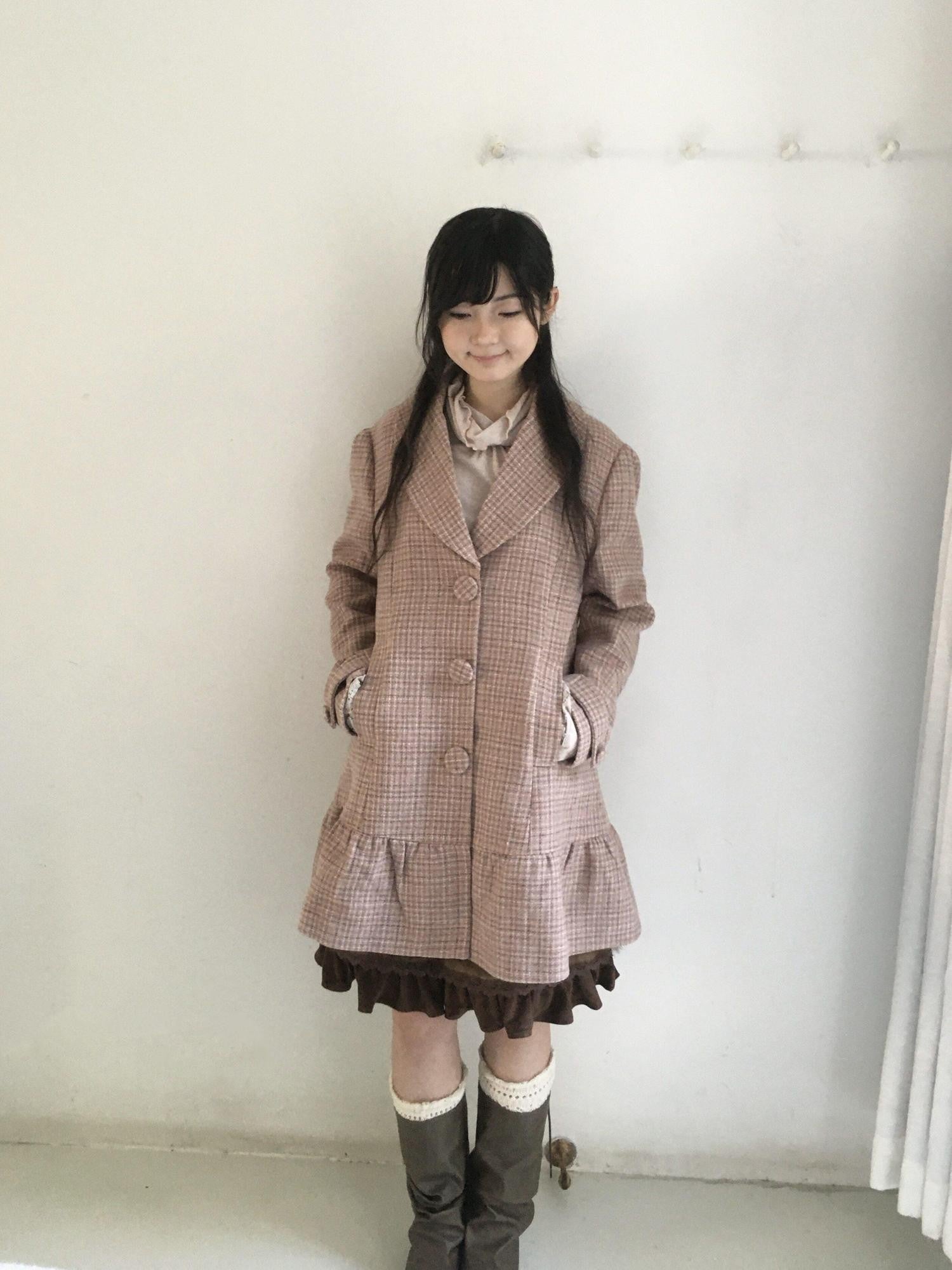SicAstra Vintage Collegiate Plaid Blazer Collar Sweet Women&