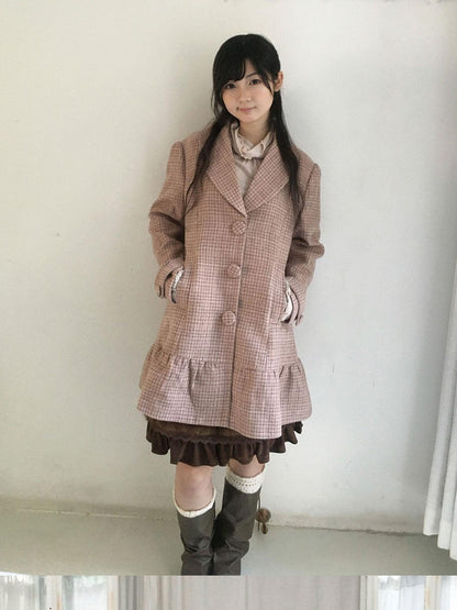 SicAstra Vintage Collegiate Plaid Blazer Collar Sweet Women&