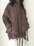 SicAstra_Vintage_Small_Check_Stand_Collar_Drawstring_Women&