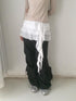SicAstra White Sheer Layered Ruffle Tie Waist Overlay Women&