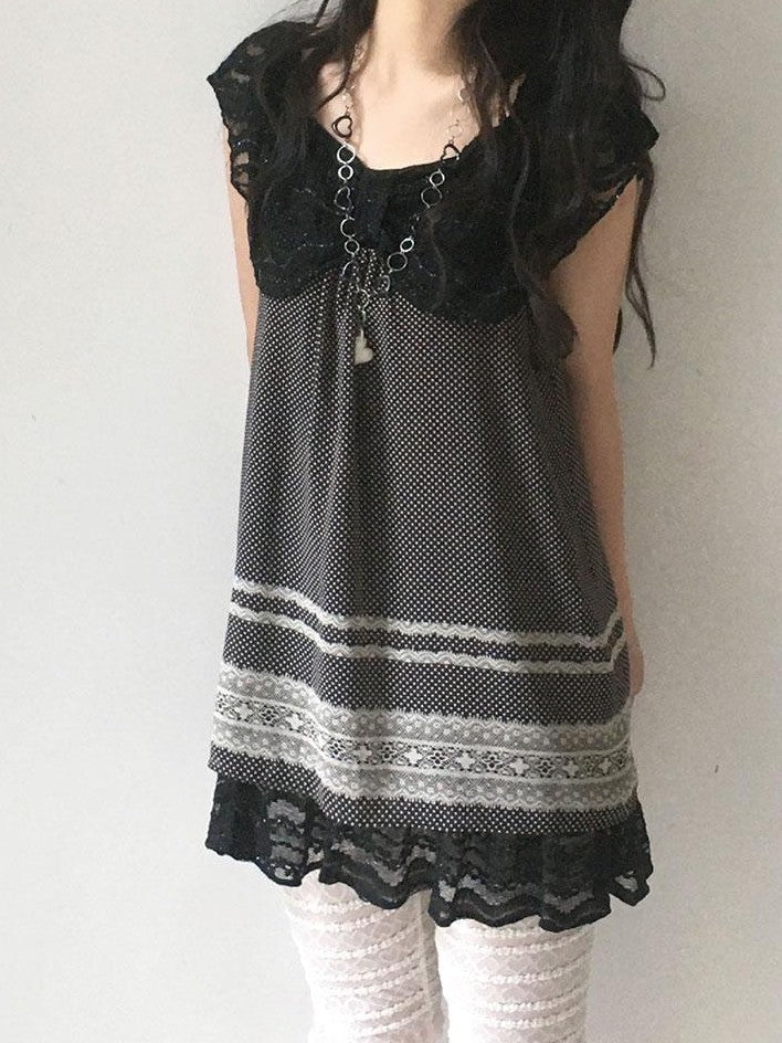 SicAstra Woodland Small Floral Lace Trim Layered Women&