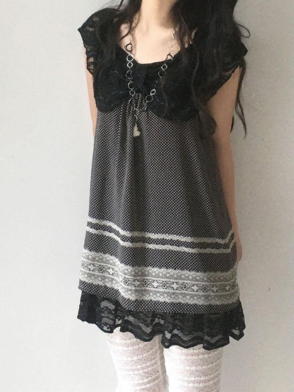 SicAstra Woodland Small Floral Lace Trim Layered Women&