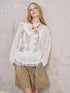 DIDDI MODA Silk Bird Vase Knit Sheer Top