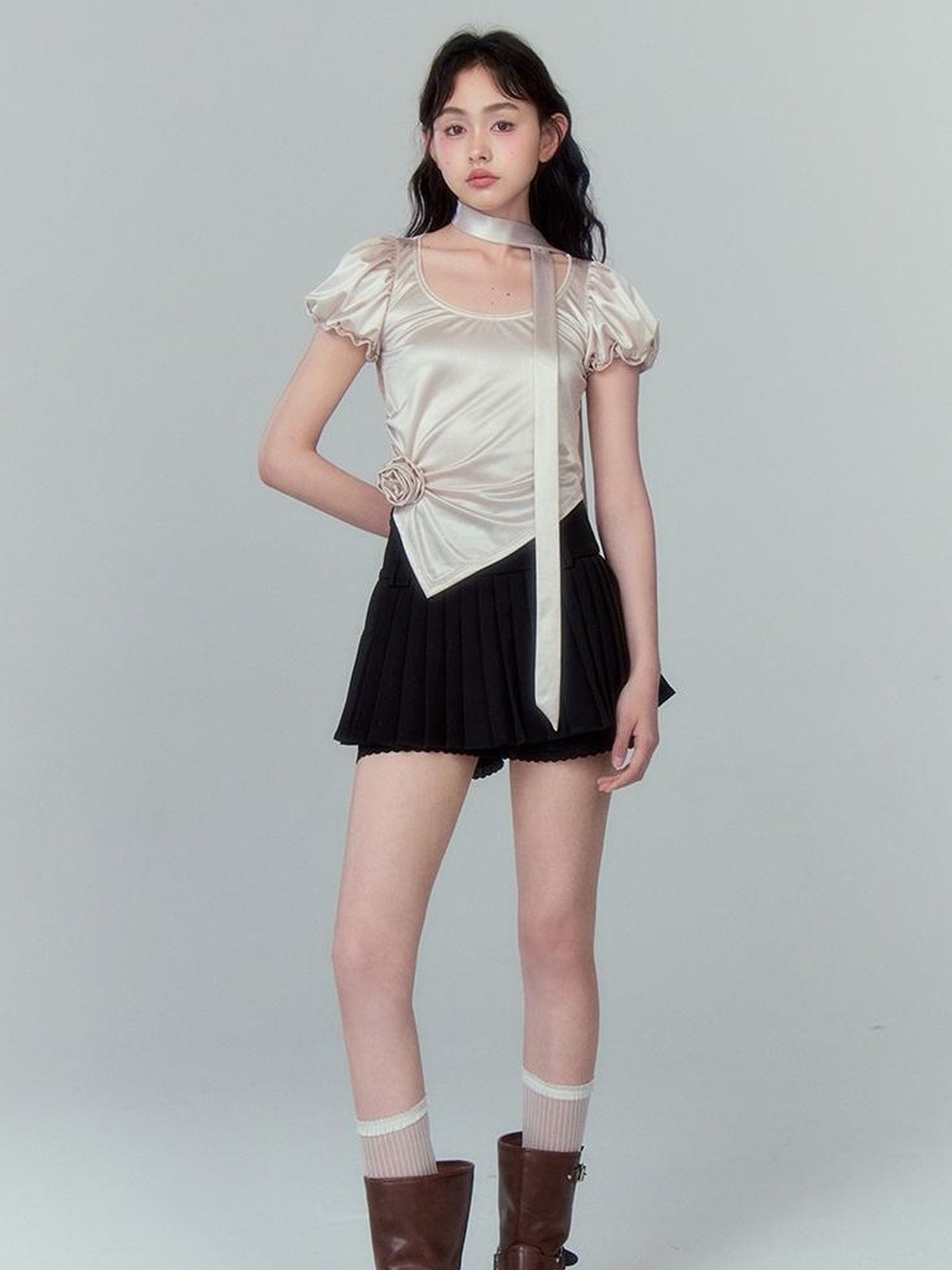 DIDDI MODA Silky Bloom Sleeve Top