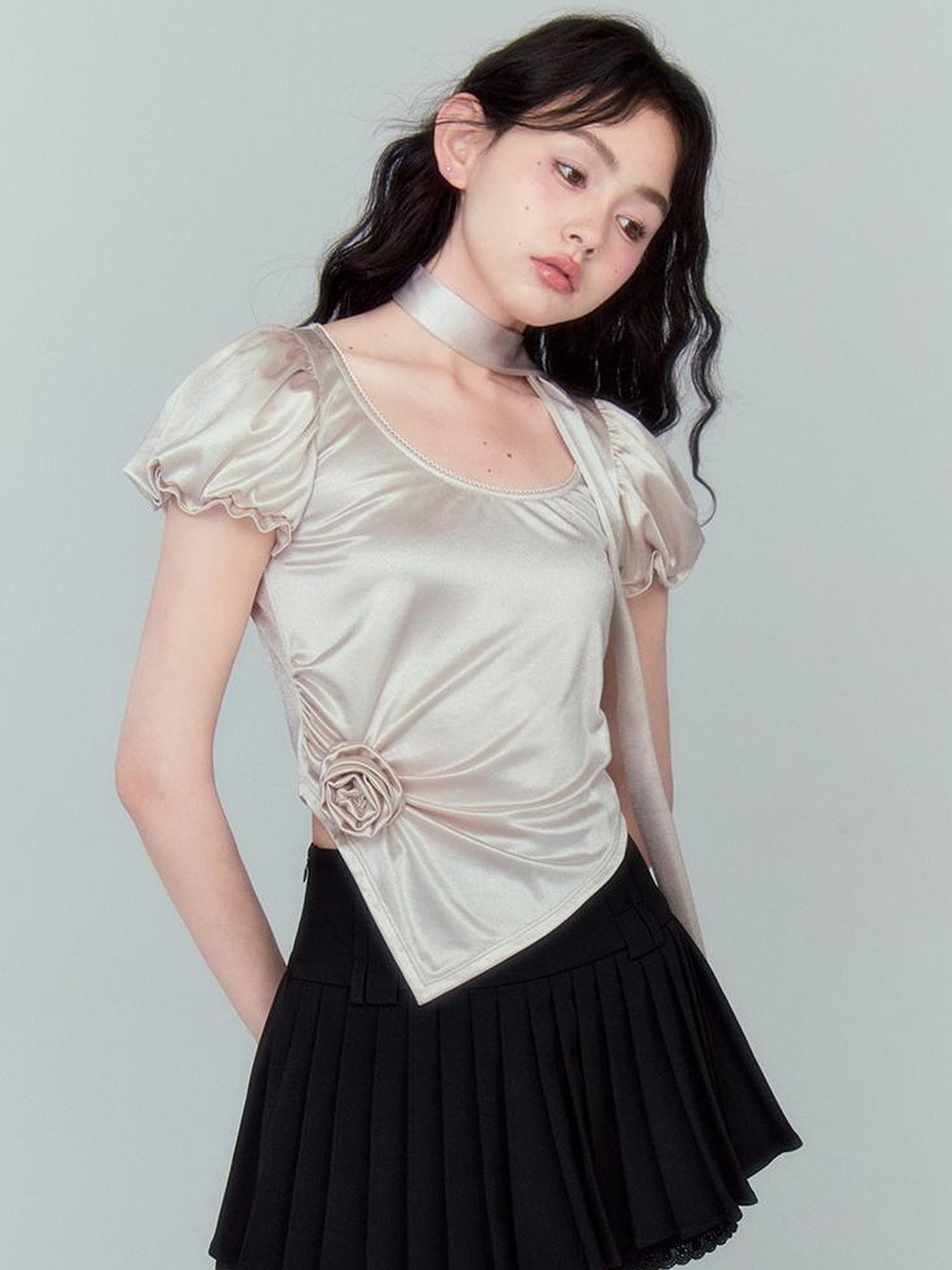 DIDDI MODA Silky Bloom Sleeve Top