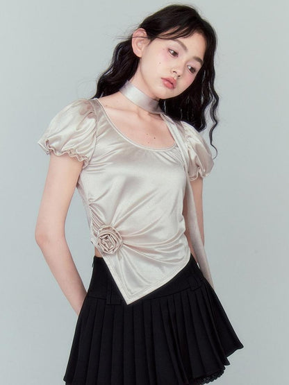 DIDDI MODA Silky Bloom Sleeve Top