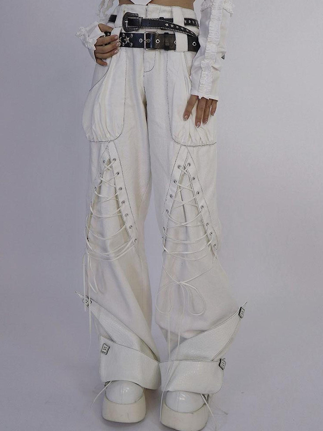 WSW WUSHENWU Silky White Pain Relief High Street Jeans