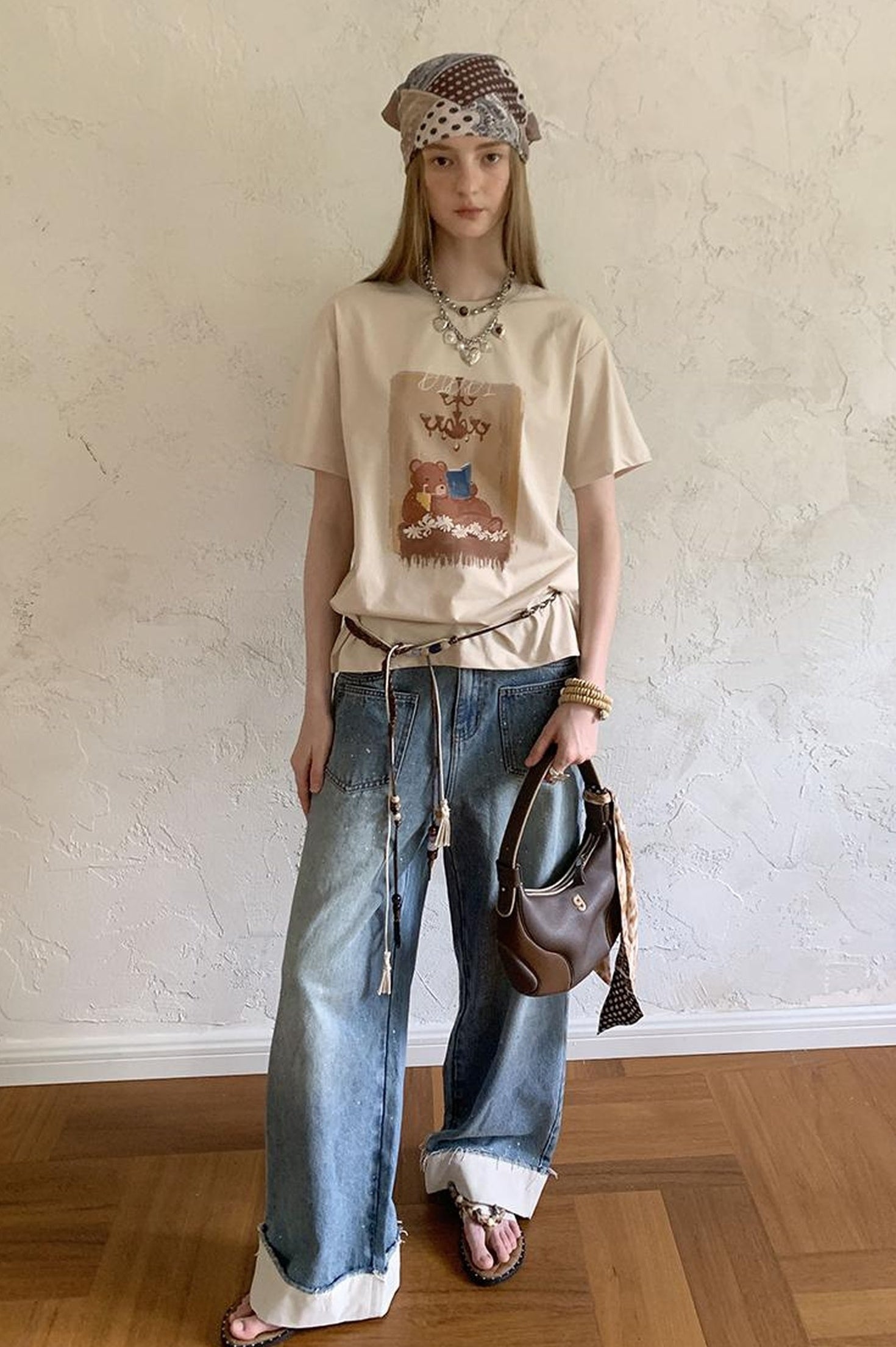 DIDDI MODA Silver Frayed Hem Straight Jeans