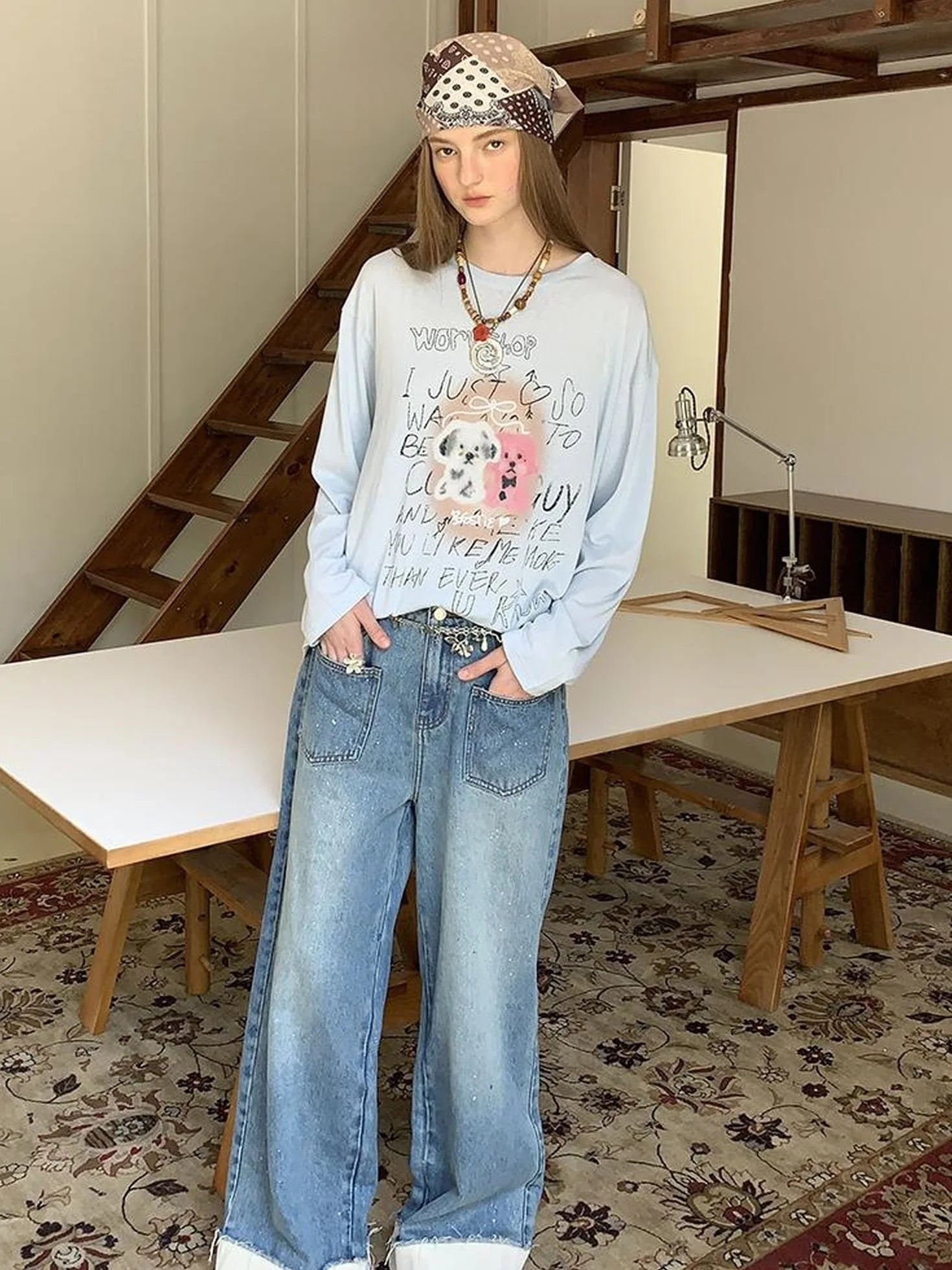 Silver Frayed Hem Straight Jeans