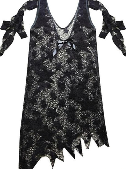 Silver Lang Ruins Strapless Maxi Dress With Star Mesh Top