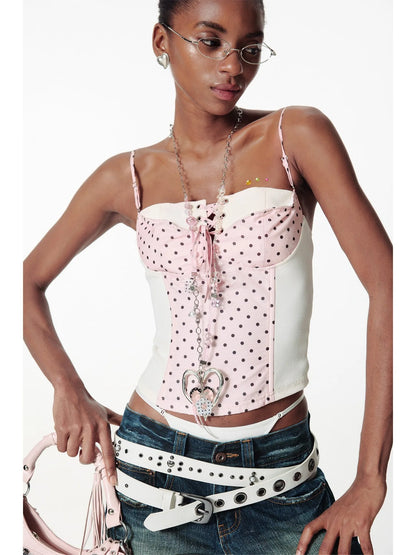 Handmade Ribbon Beaded Love Dot Flower Pendant Adjustable Necklace