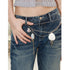 2th Desire Shell Chain Double Layer Belt Accessory V Neck T Shirt Long Sleeve