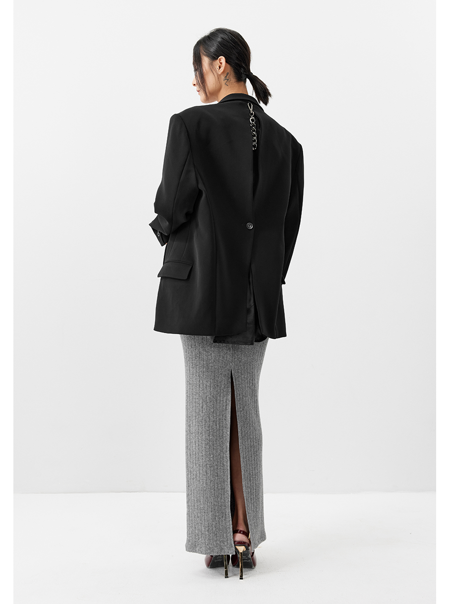 Single-Breast Backless Loose-Fit Blazer