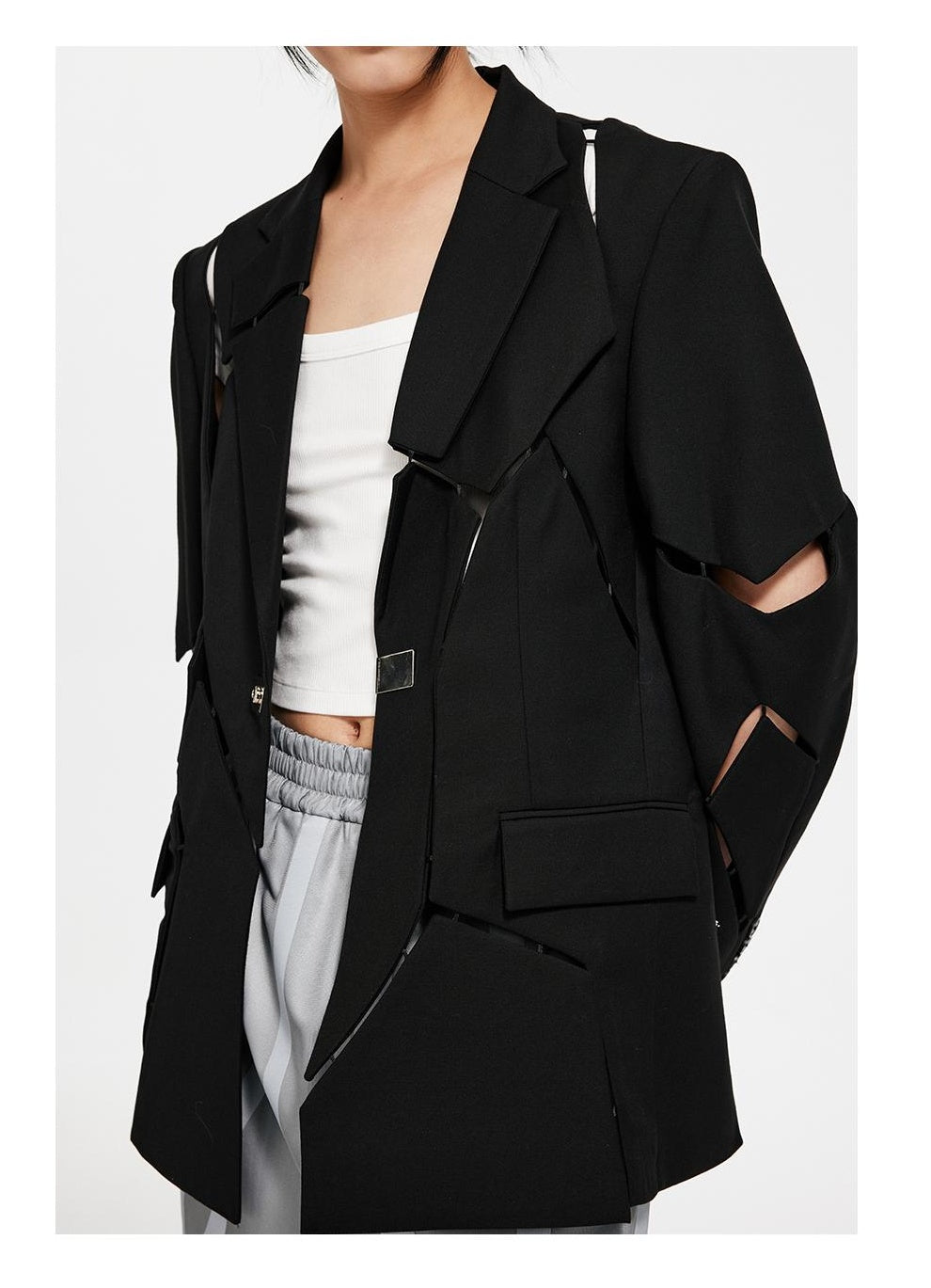 Single-Breast Structured Blazer with Slit Design