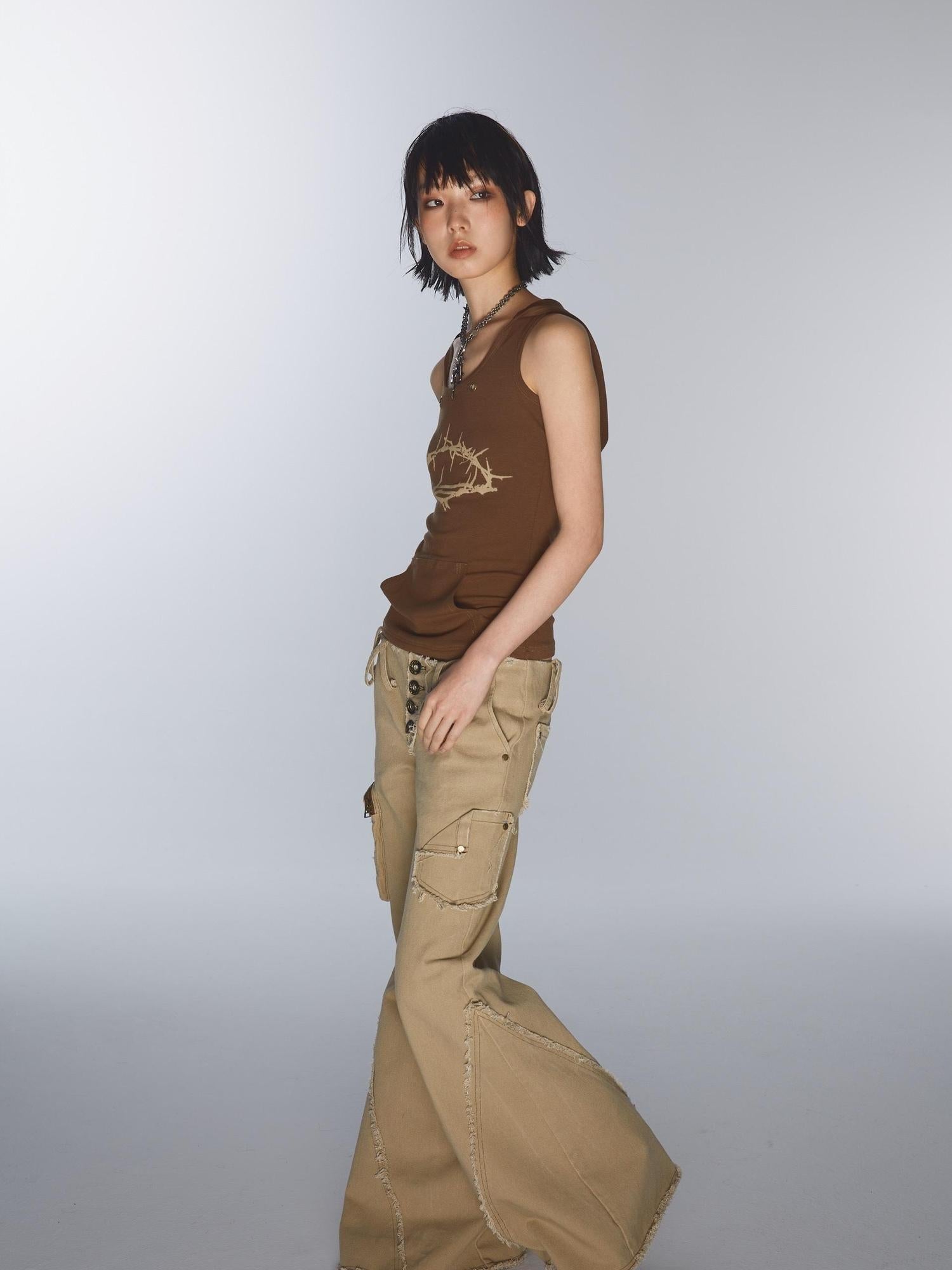 NONAME SPACE Skin Friendly High Elastic Hoodie With Flap Pocket Pants
