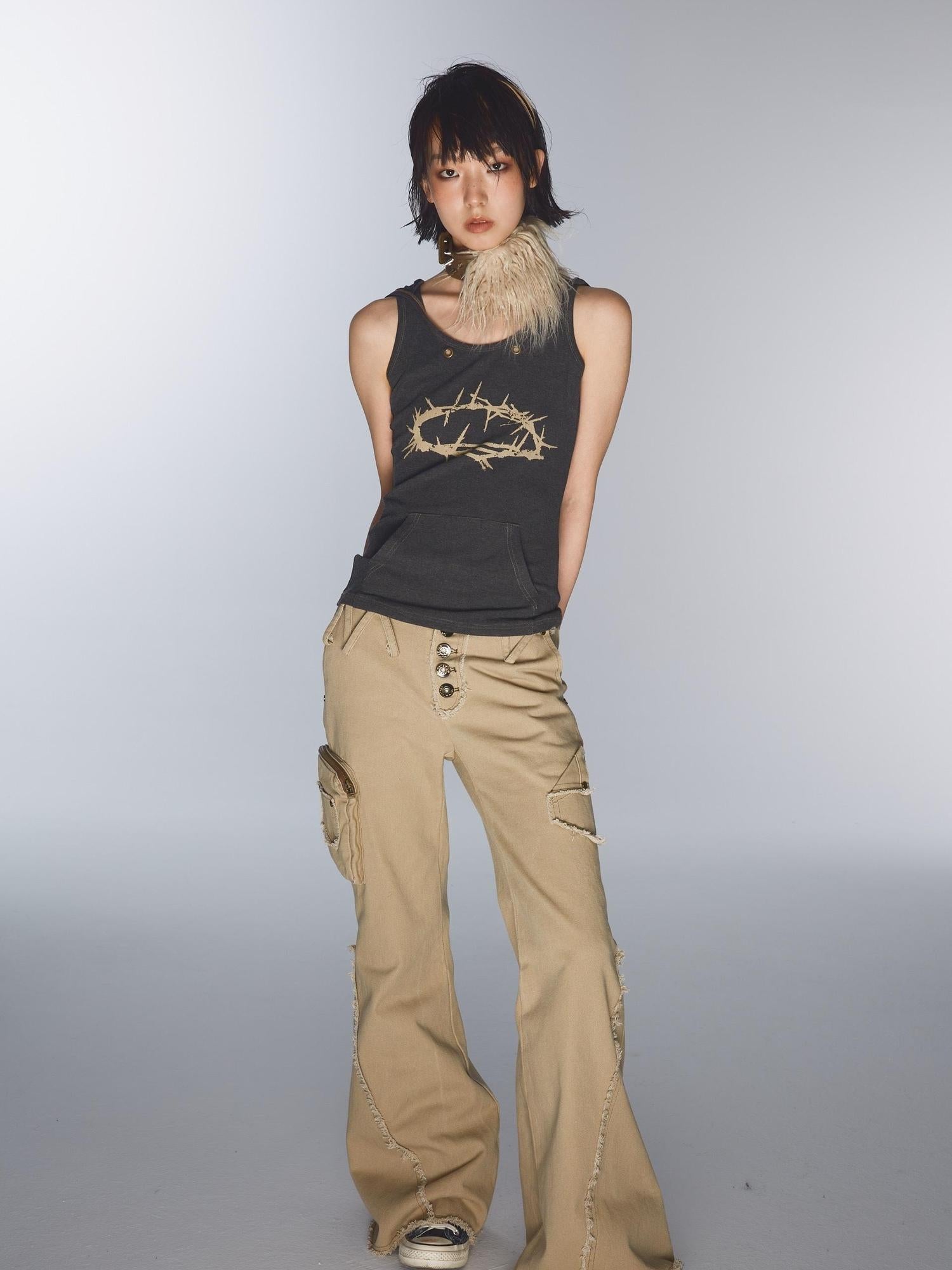 NONAME SPACE Skin Friendly High Elastic Hoodie With Flap Pocket Pants