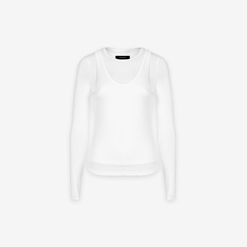 Sleeve Tee with Vest-Inspired Layered Look