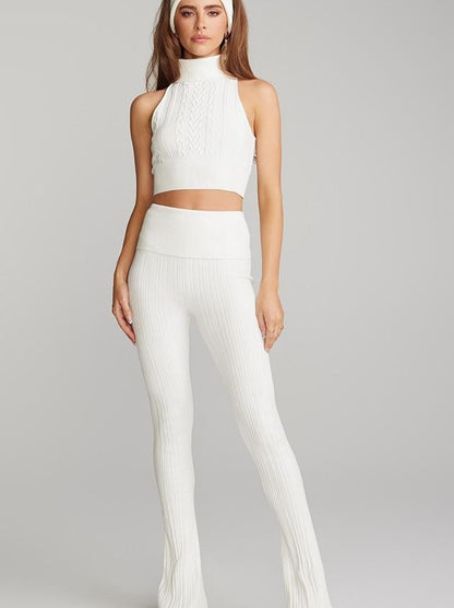 Sleeveless Knit Set with Bell Bottoms Women Outfits