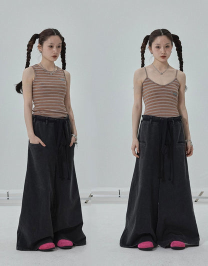 Achihara Sleeveless Striped Cotton Tank Top For Women Summer Fall Layering Essential