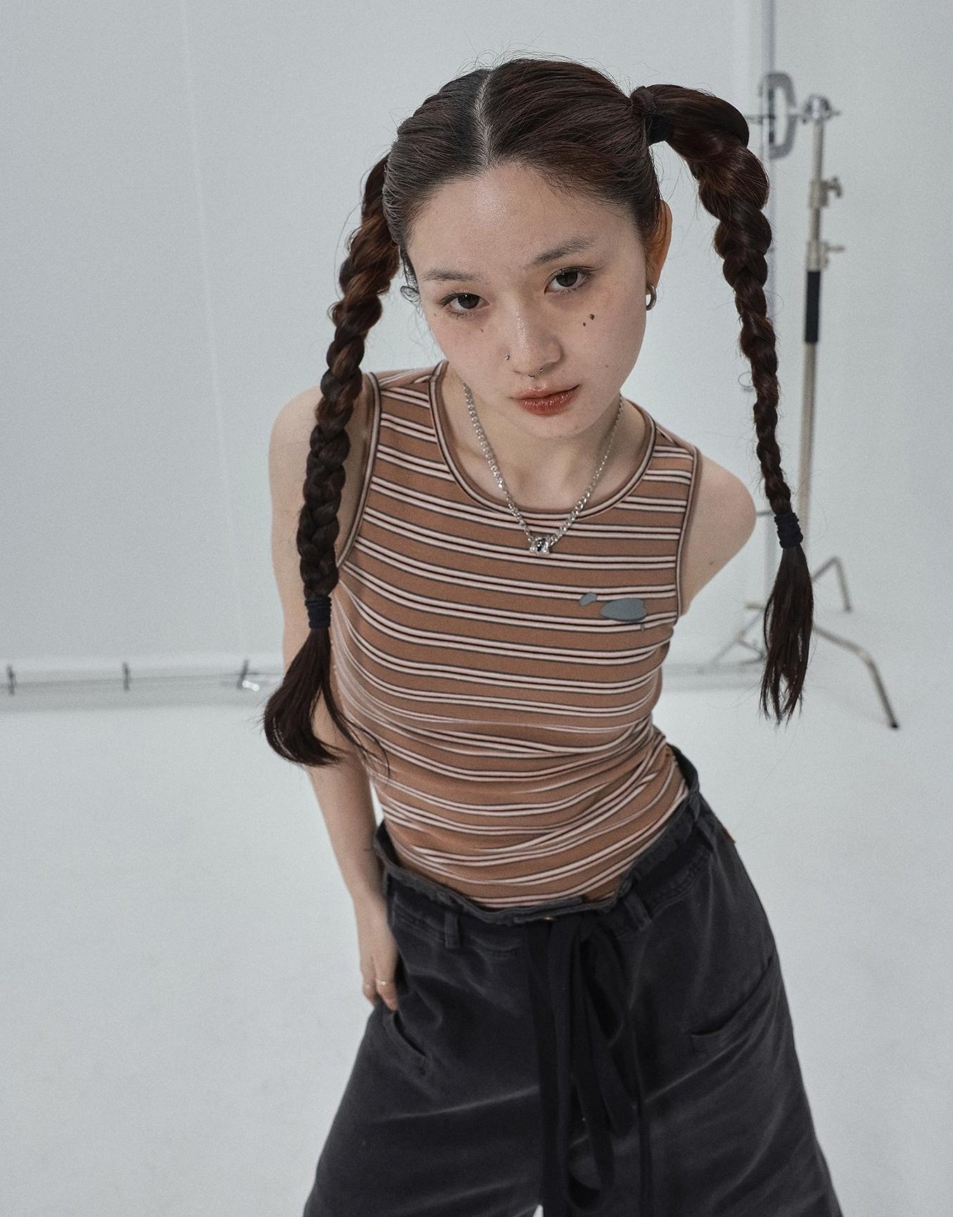 Achihara Sleeveless Striped Cotton Tank Top For Women Summer Fall Layering Essential