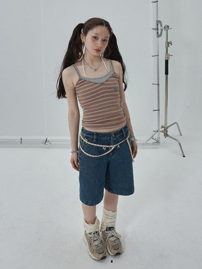 Achihara Sleeveless Striped Cotton Tank Top For Women Summer Fall Layering Essential