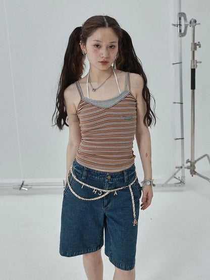 Sleeveless Striped Cotton Tank Top For Women Summer Fall Layering Essential