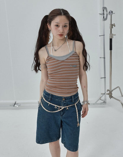 Achihara Sleeveless Striped Cotton Tank Top For Women Summer Fall Layering Essential