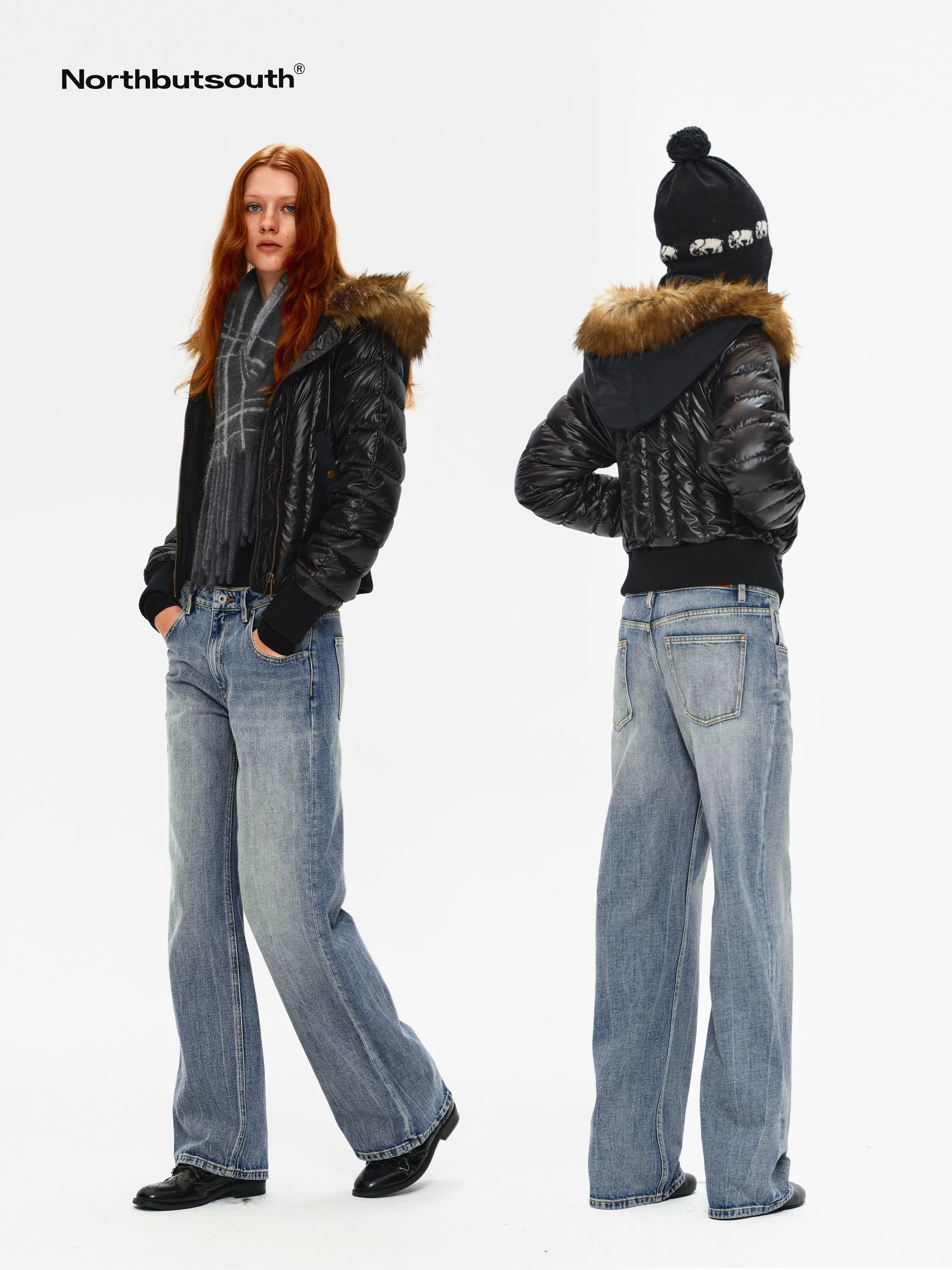 Slim Fit Hooded Aviator Fur Collar Women&
