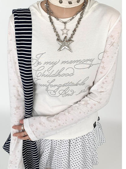 Slim Fit Hooded Round Neck Printed Patchwork T-Shirt