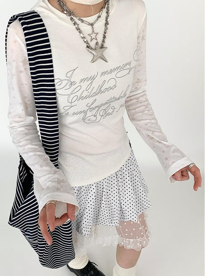Slim Fit Hooded Round Neck Printed Patchwork T-Shirt