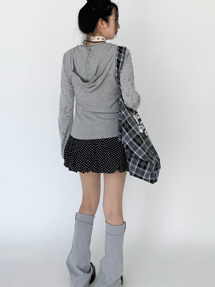 Slim Fit Hooded Round Neck Printed Patchwork T-Shirt