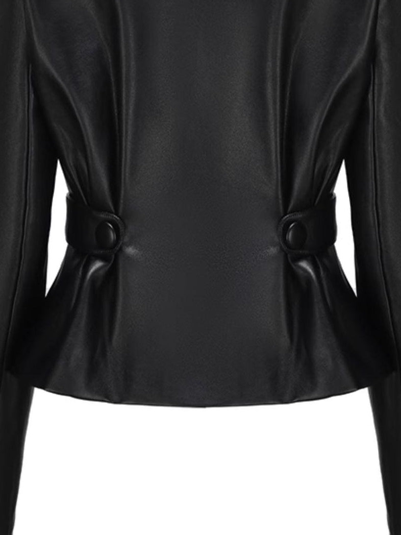 Slim Fit Leather Jacket Women 3-Piece Set Coats