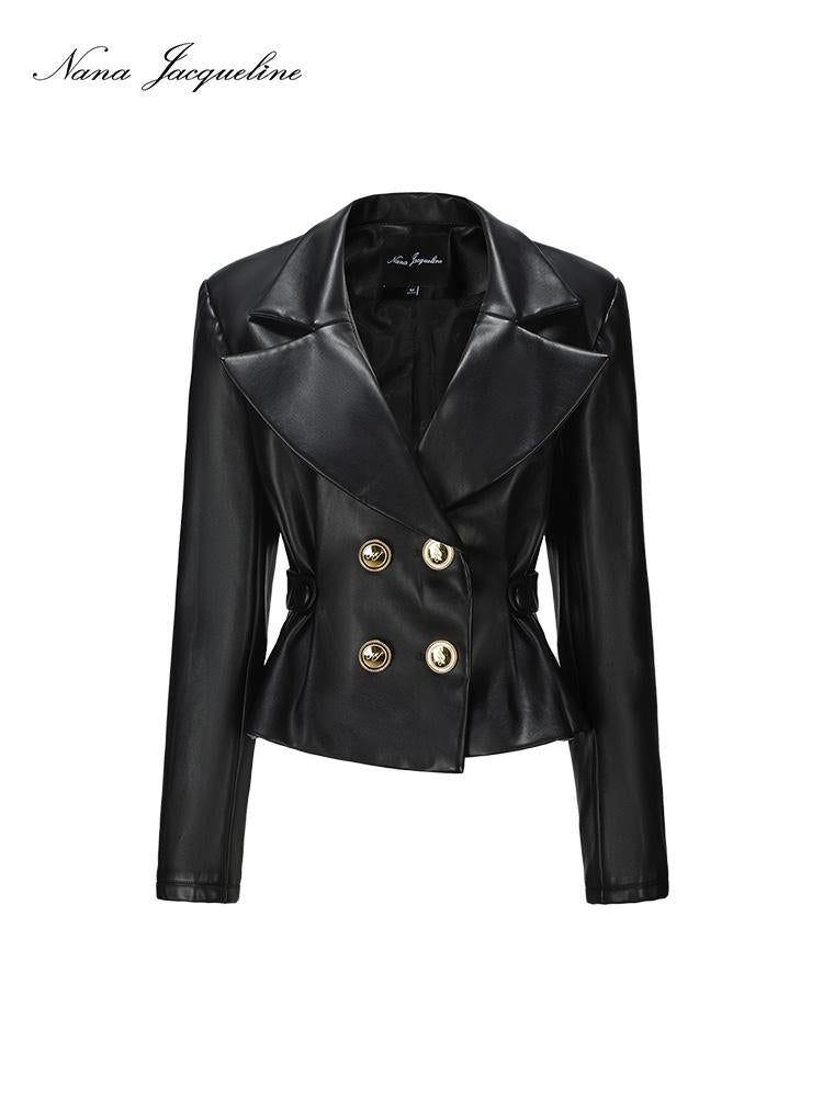 Slim Fit Leather Jacket Women 3-Piece Set Coats