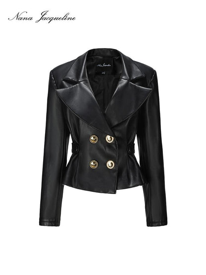 Slim Fit Leather Jacket Women 3-Piece Set Coats