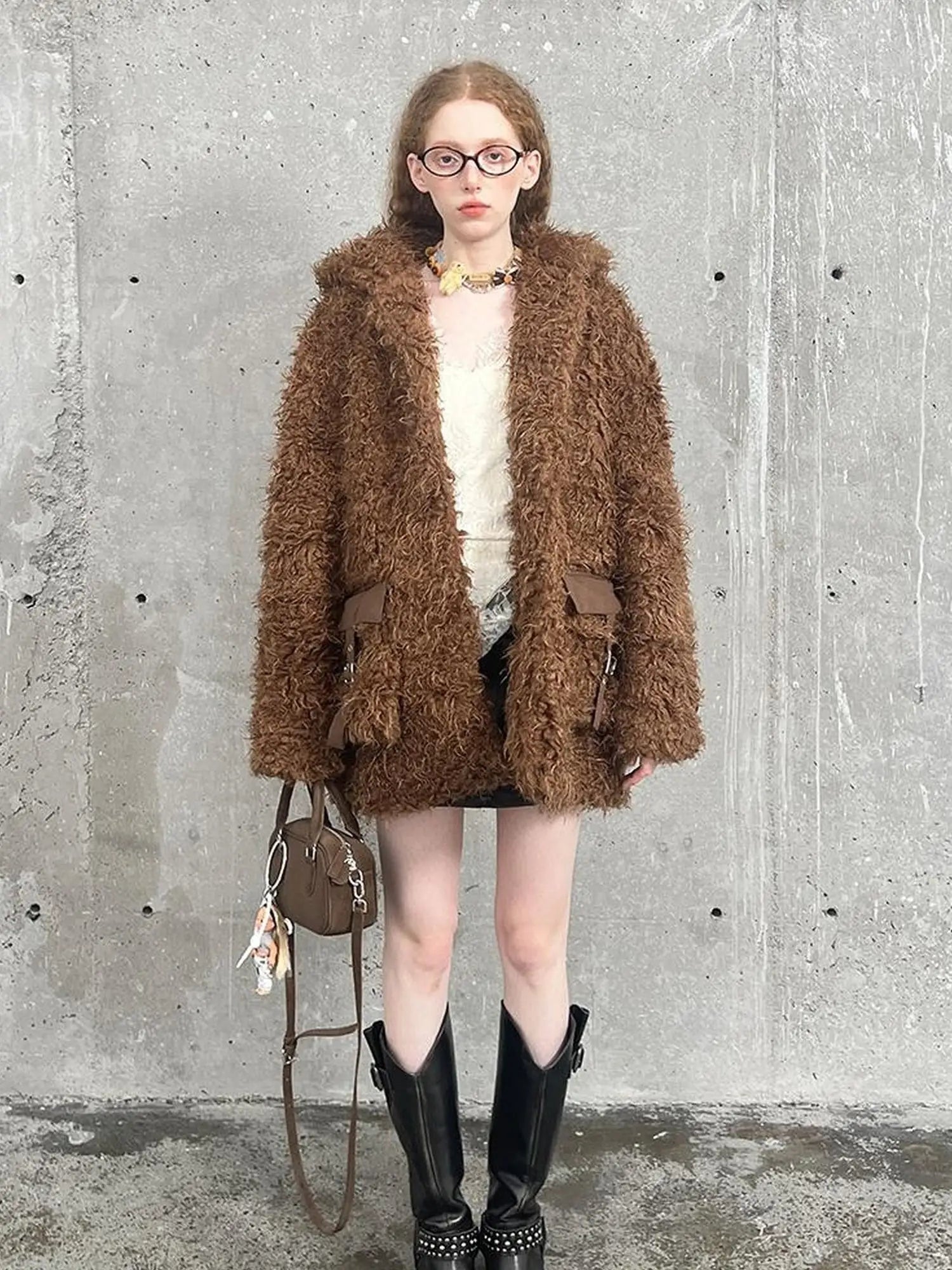 Soft Curly Faux Fur Hooded Coat