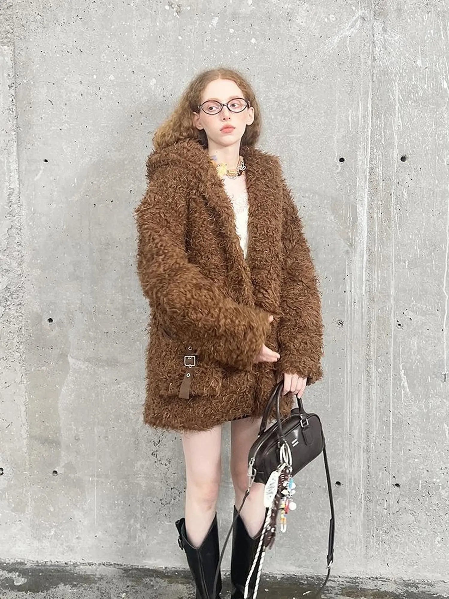 Soft Curly Faux Fur Hooded Coat