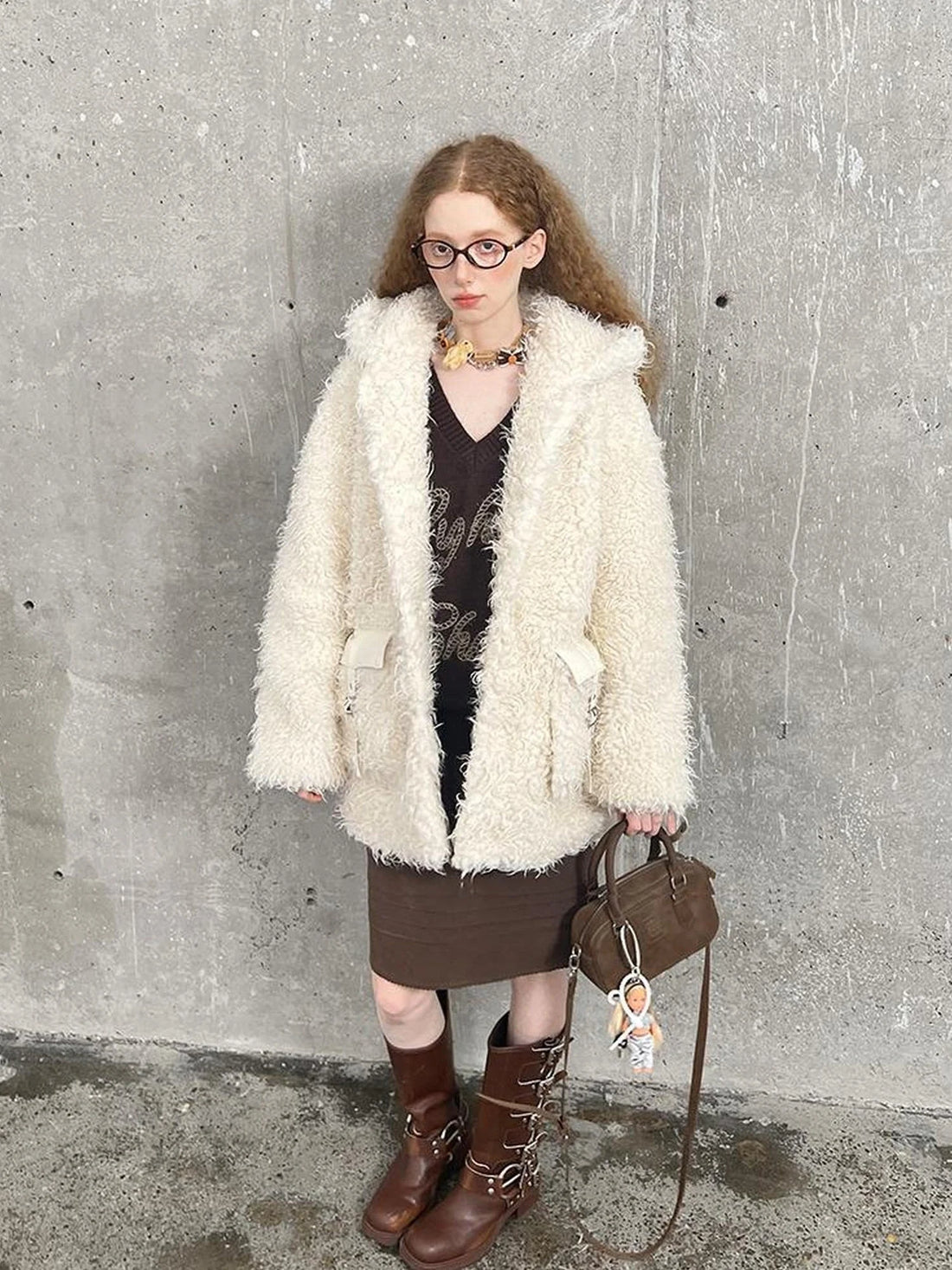 Soft Curly Faux Fur Hooded Coat