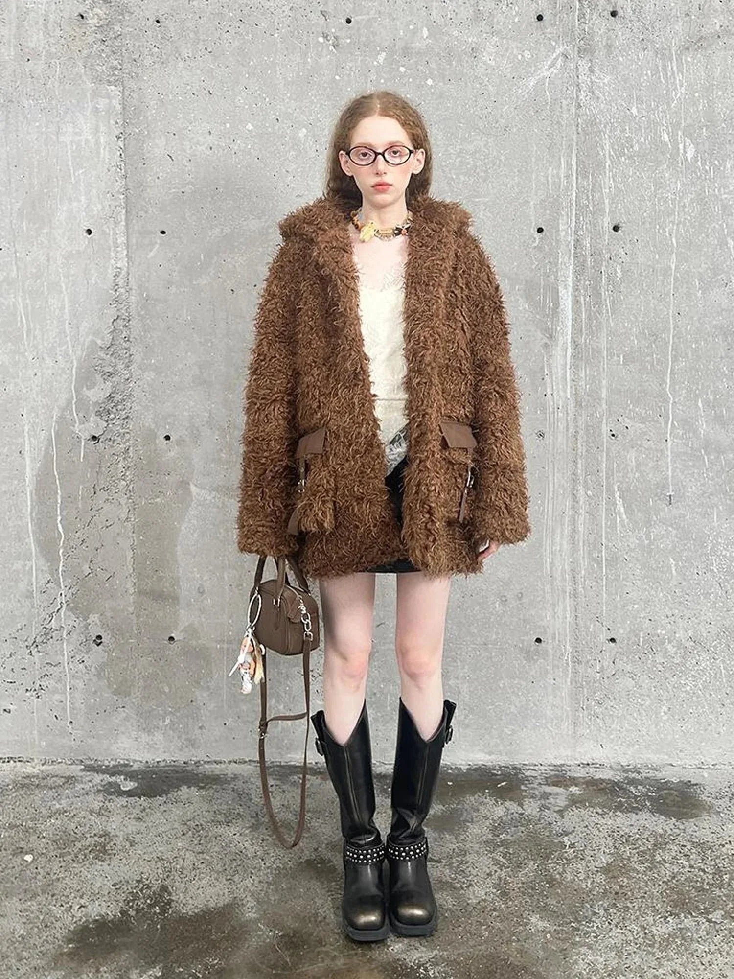 Soft Curly Faux Fur Hooded Coat