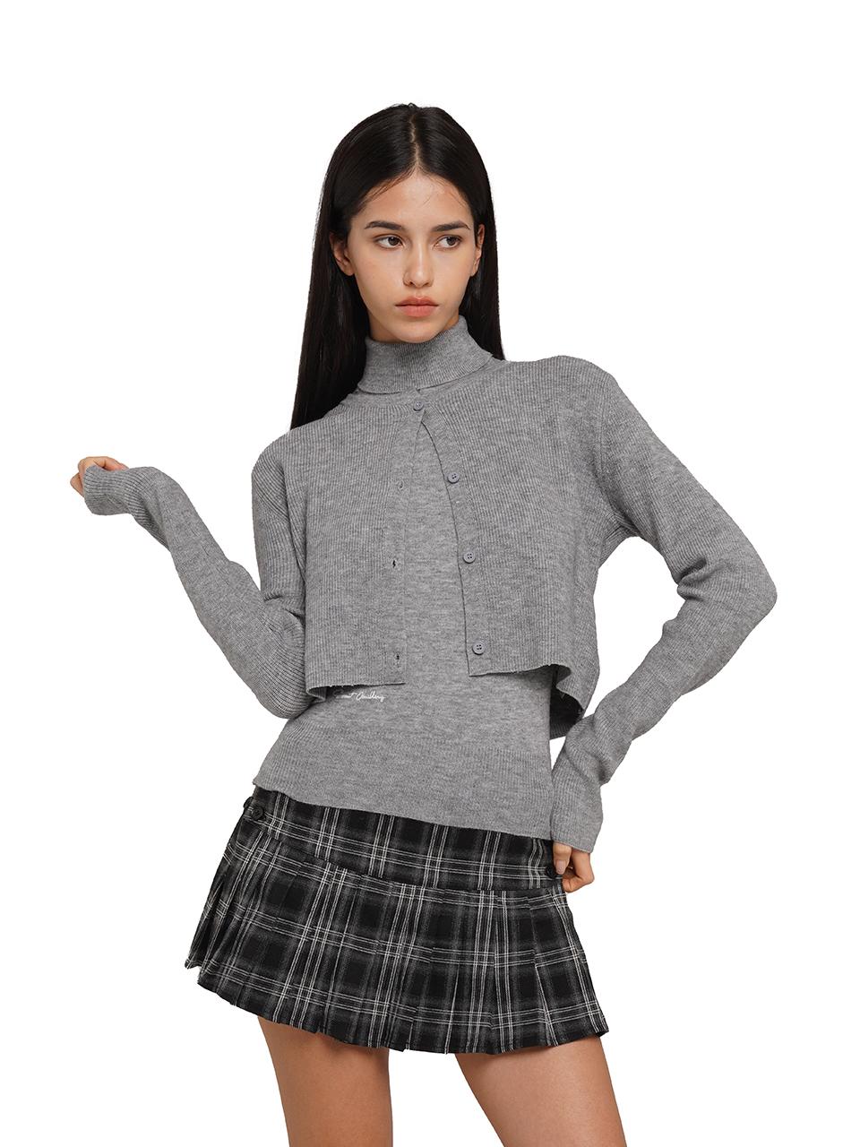SweetChilling Soft Knit Sleeveless High-Neck Crop Top &amp; Cardigan Set Sweaters