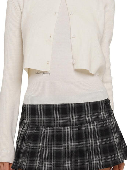 SweetChilling Soft Knit Sleeveless High-Neck Crop Top &amp; Cardigan Set Sweaters