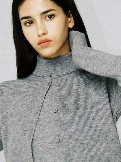 SweetChilling Soft Knit Sleeveless High-Neck Crop Top &amp; Cardigan Set Sweaters