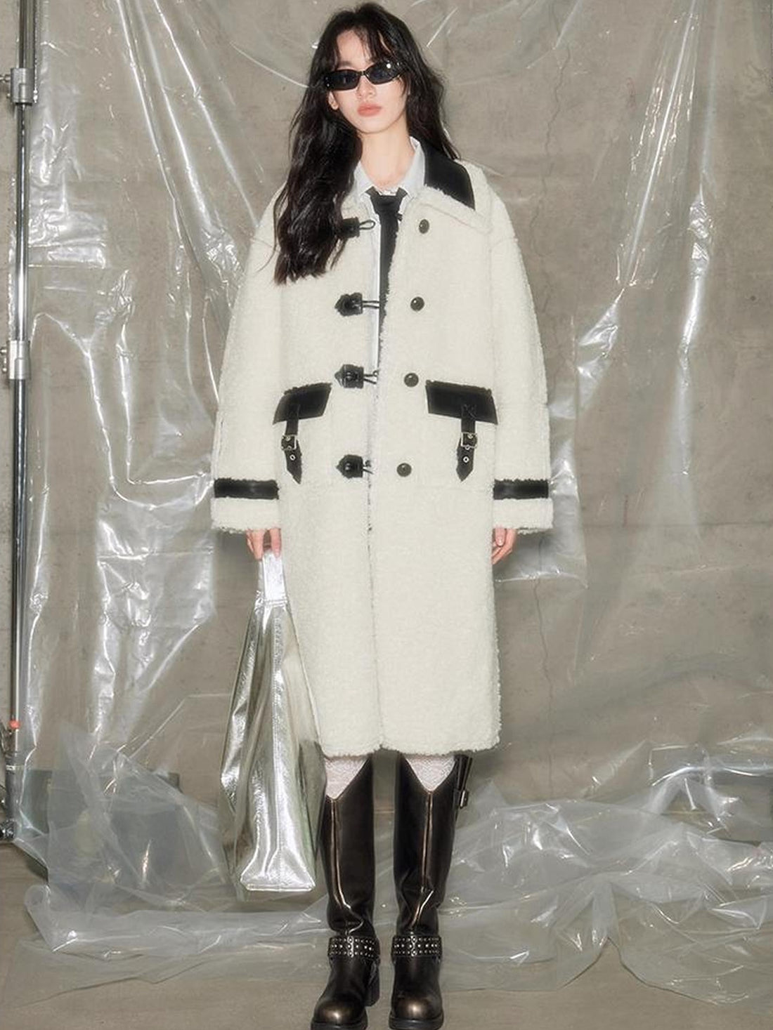 DIDDI MODA Soft Lamb Fur Leather Reversible Coat